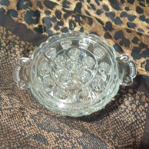 Vintage Depression Crystal 16 Hole Anchor Hocking Candy Dish